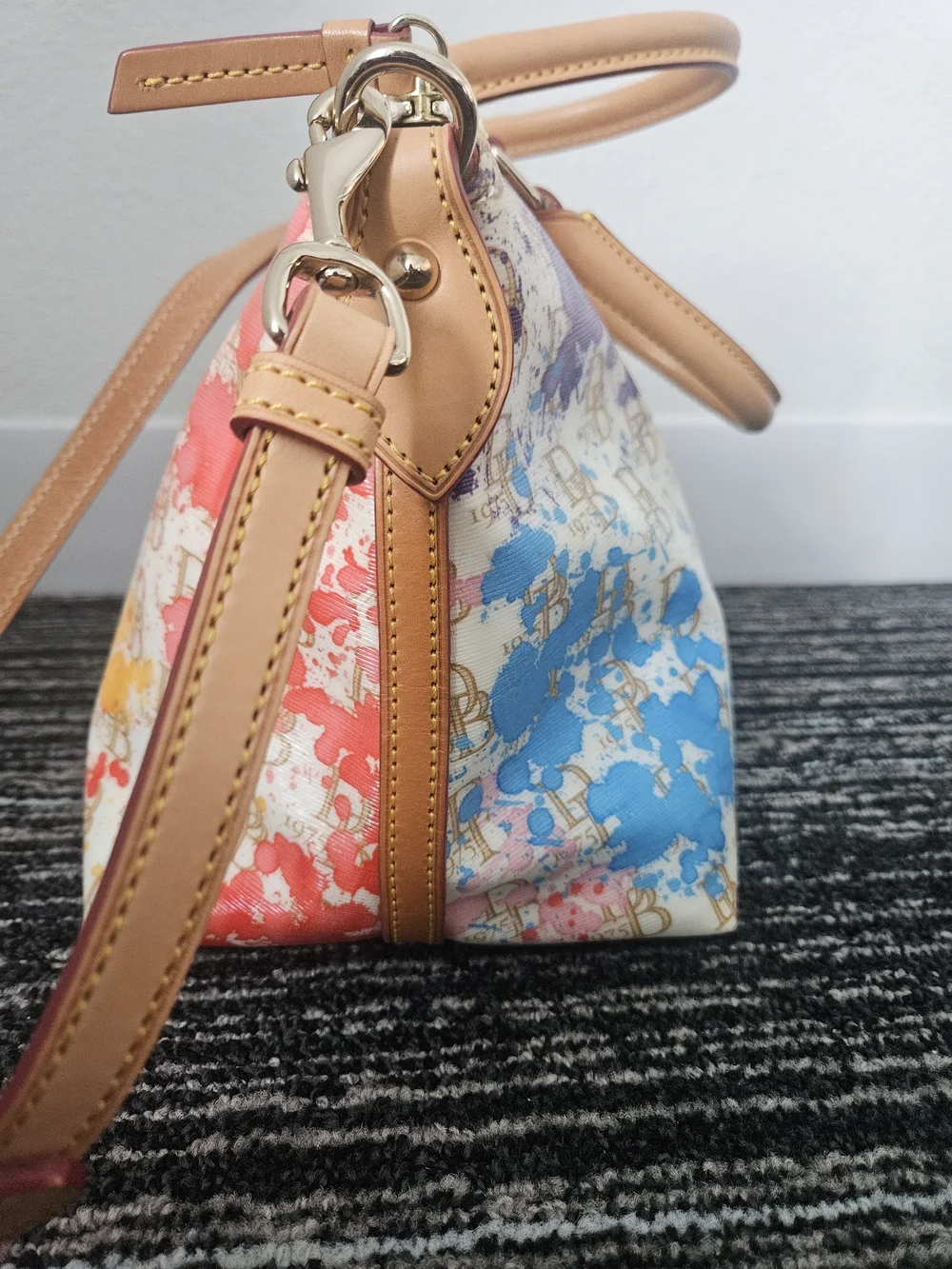 Dooney & Bourke 1975 Multicolor Signature Color Splash Satchel